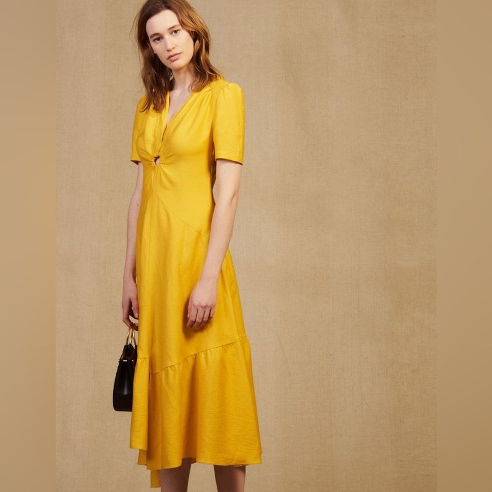 Sandro yellow linen summer dress